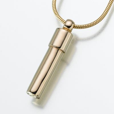 14K gold double chamber cylinder cremation pendant necklace